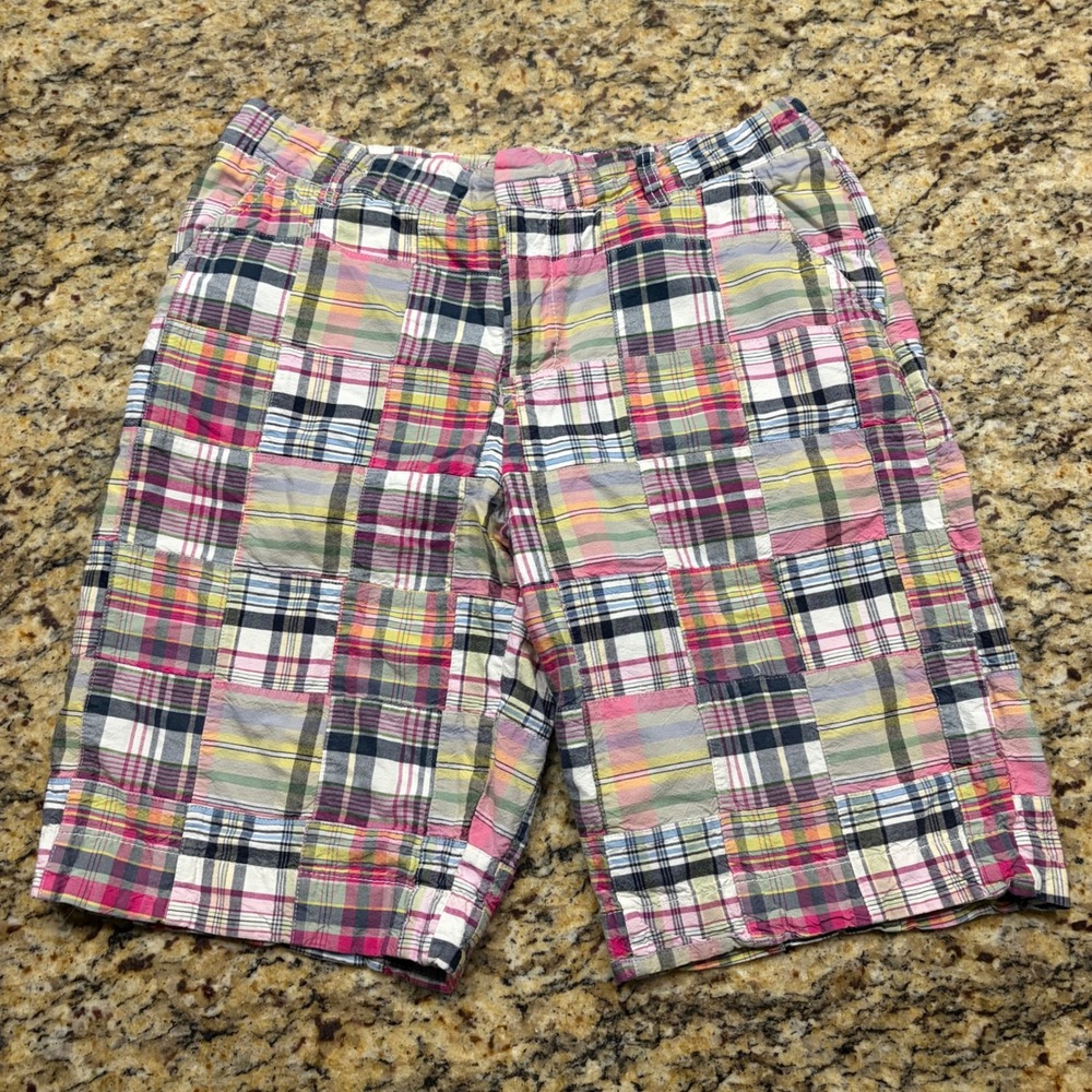 Merona Womens Patchwork Plaid Shorts Multi Color Cotton Madras Preppy Size 10